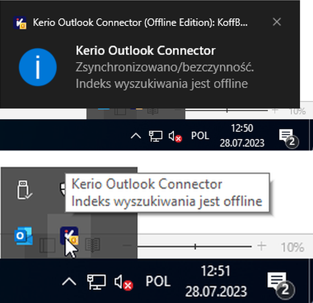 Kerio Connect - wyszukiwanie w KOFF - indeks jest offline - objawy, możliwe przyczyny, rozwiązanie problemu - reinstalacja, wykluczenia
